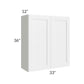 RTA Frosted White Shaker 33" x 36" Wall Cabinet with 1 Decorative End Panel