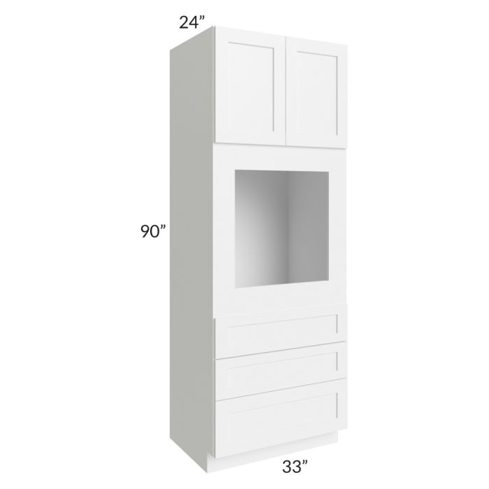 RTA Frosted White Shaker 33" x 90" Universal Oven Cabinet with 1 Decorative End Panel