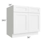 RTA Frosted White Shaker 36" Base Cabinet with 2 Roll Out Trays