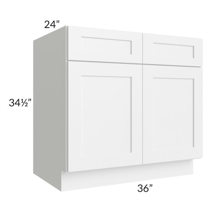 RTA Frosted White Shaker 36" Base Cabinet with 2 Roll Out Trays