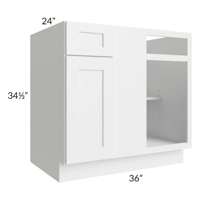 RTA Frosted White Shaker 36" Blind Corner Base Unit with 1 Decorative End Panel