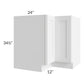RTA Frosted White Shaker 36" Easy Reach Corner Base Cabinet