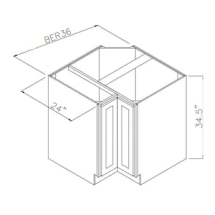 RTA Frosted White Shaker 36" Easy Reach Corner Base Cabinet