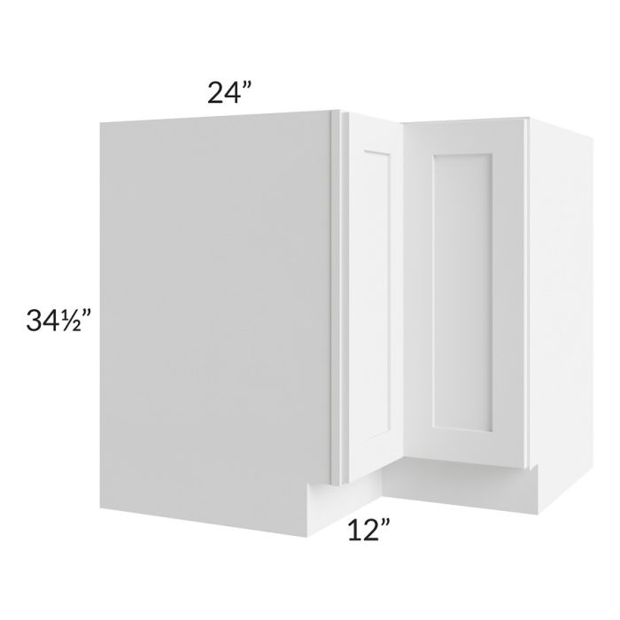 RTA Frosted White Shaker 36" Lazy Susan Corner Base with Stainless Steel Baskets with 2 Decorative End Panels