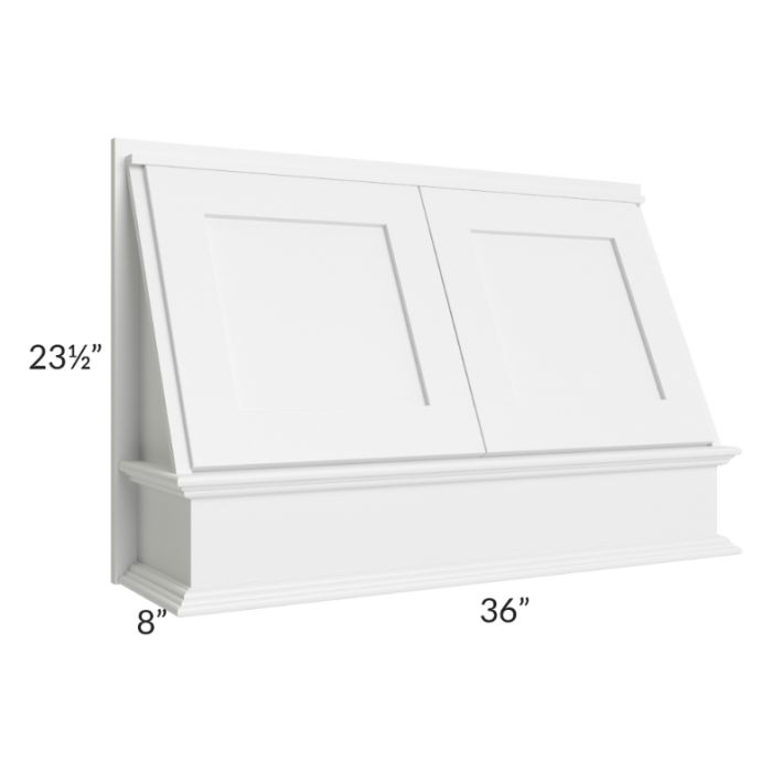 RTA Frosted White Shaker 36" Range Hood Front