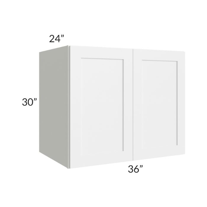 RTA Frosted White Shaker 36" x 30" x 24" Split Pantry Wall Cabinet
