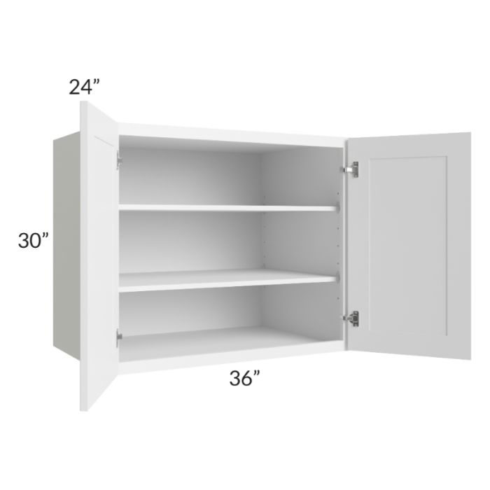 RTA Frosted White Shaker 36" x 30" x 24" Split Pantry Wall Cabinet