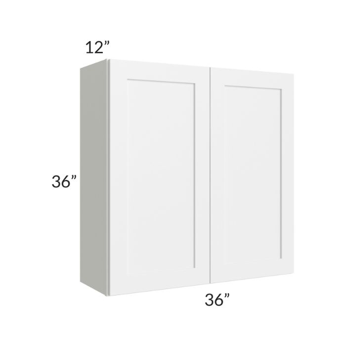 RTA Frosted White Shaker 36" x 36" Wall Cabinet with 1 Decorative End Panel