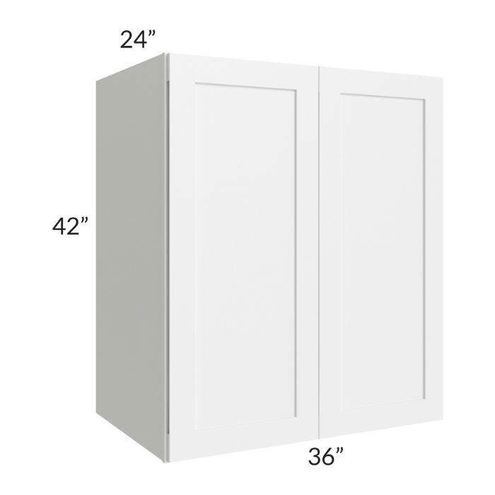 RTA Frosted White Shaker 36" x 42" x 24" Split Pantry Wall Cabinet