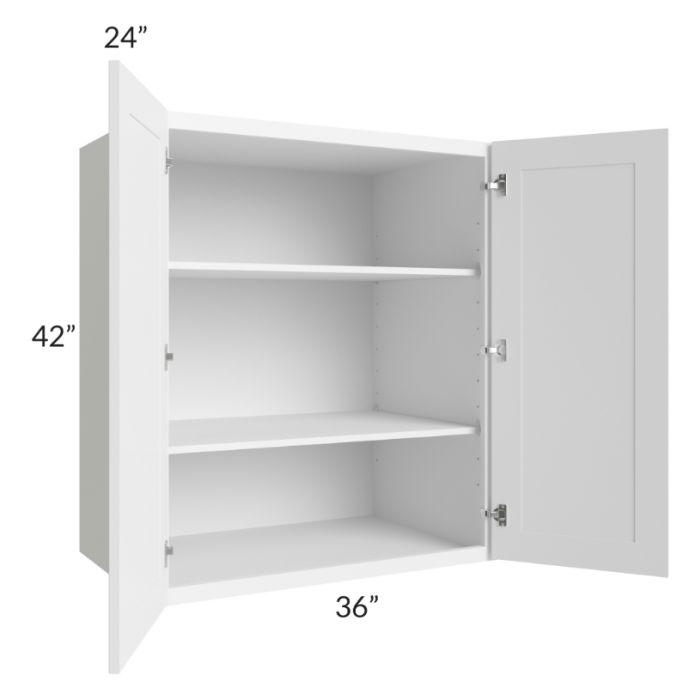 RTA Frosted White Shaker 36" x 42" x 24" Split Pantry Wall Cabinet