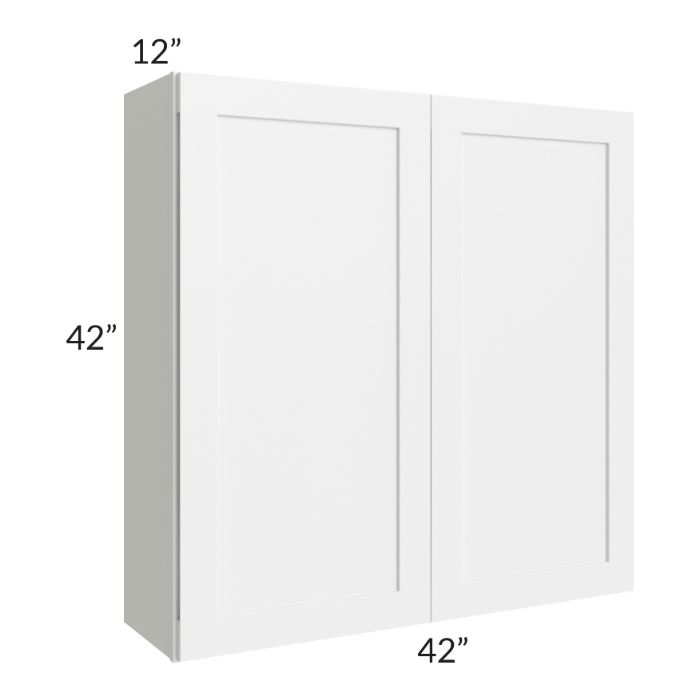 RTA Frosted White Shaker 42" x 42" Wall Cabinet with 1 Decorative End Panel
