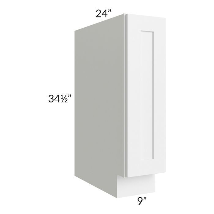 RTA Frosted White Shaker 9" Full Height Door Tray Base Cabinet