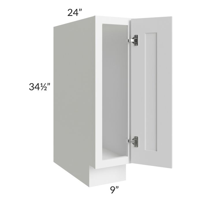 RTA Frosted White Shaker 9" Full Height Door Tray Base Cabinet