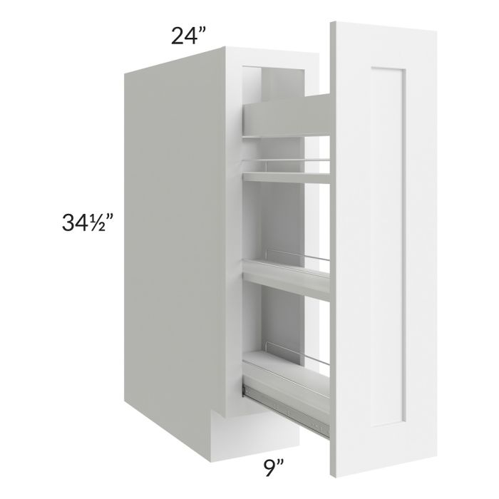 RTA Frosted White Shaker 9" Spice Rack Base Cabinet
