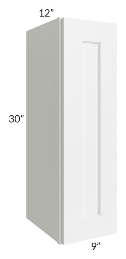 RTA Frosted White Shaker 9" x 30" Wall Cabinet with 1 Decorative End Panel