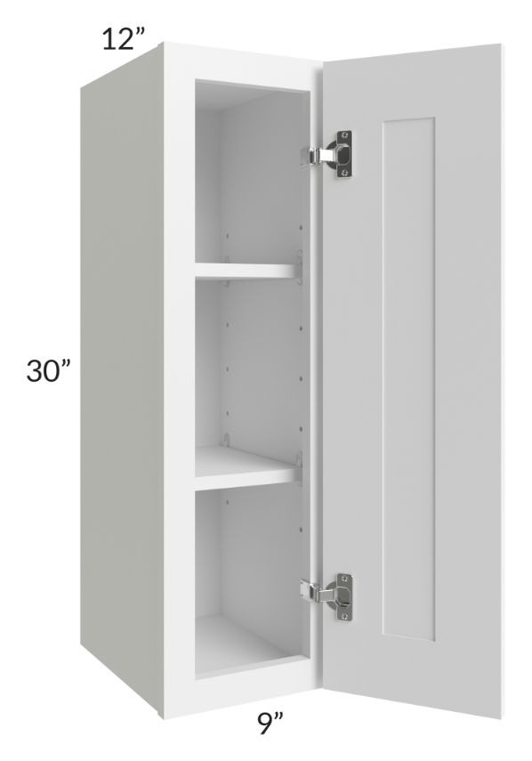 RTA Frosted White Shaker 9" x 30" Wall Cabinet with 1 Decorative End Panel