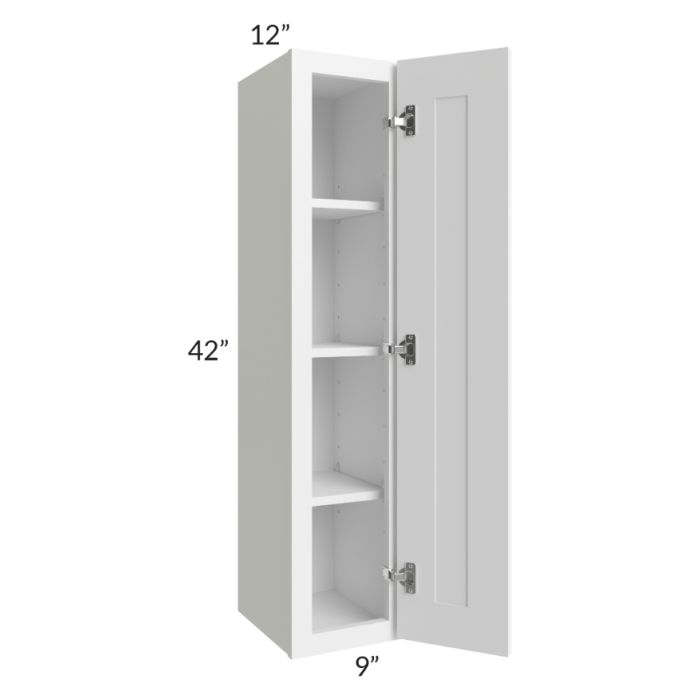 RTA Frosted White Shaker 9" x 42" Wall Cabinet with 1 Decorative End Panel