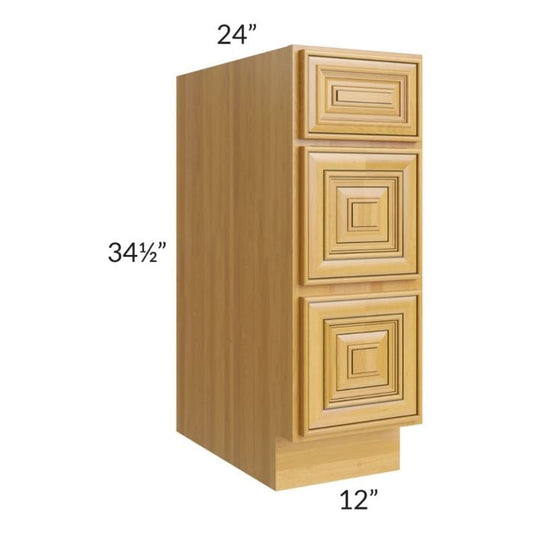 RTA Glazed Praline 12" 3-Drawer Base Cabinet