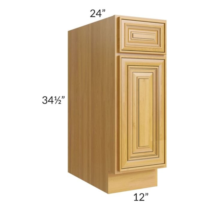 RTA Glazed Praline 12" Base Cabinet - Left Hinged with 1 Decorative End Panel