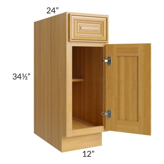 RTA Glazed Praline 12" Base Cabinet - Left Hinged with 1 Decorative End Panel