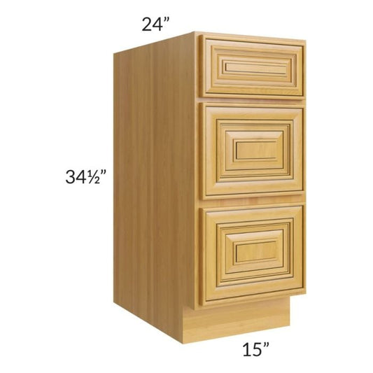 RTA Glazed Praline 15" 3-Drawer Base Cabinet