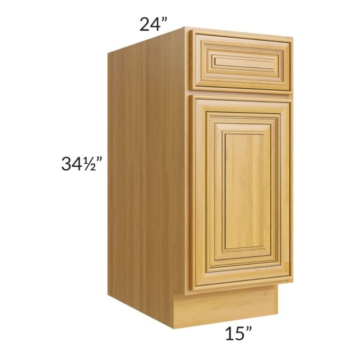 RTA Glazed Praline 15" Base Cabinet - Right Hinged with 2 Decorative End Panels