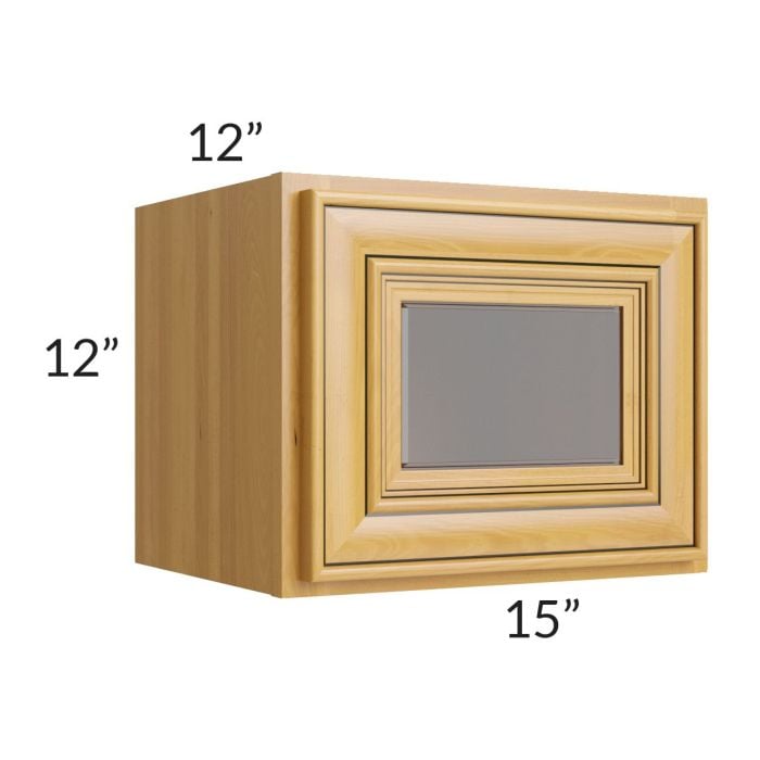 RTA Glazed Praline 15" x 12" Wall Cabinet with Beveled Glass