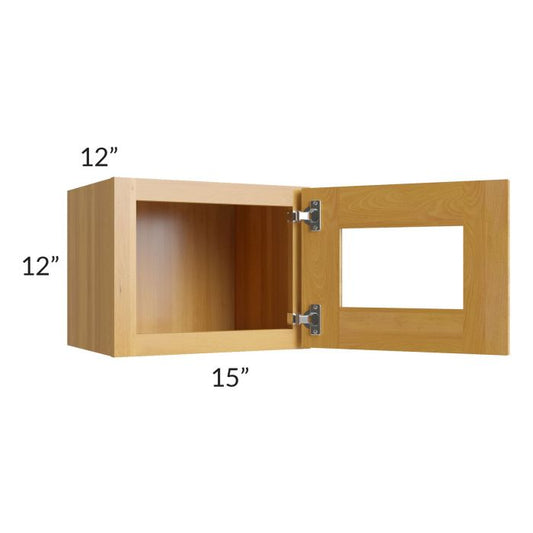 RTA Glazed Praline 15" x 12" Wall Cabinet with Beveled Glass