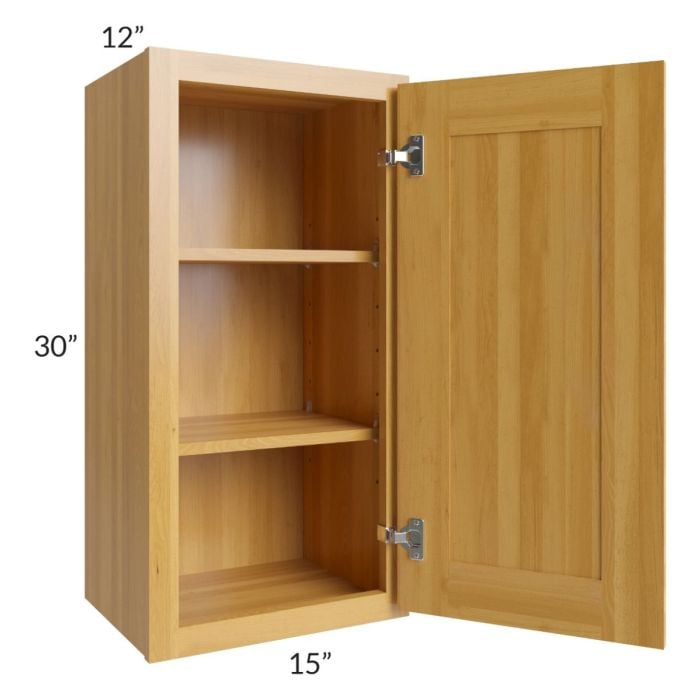 RTA Glazed Praline 15" x 30" Wall Cabinet with 1 Decorative End Panel and Mullion Glass Door