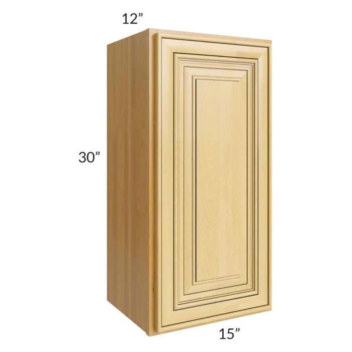 RTA Glazed Praline 15" x 30" Wall Cabinet with 2 Decorative End Panels