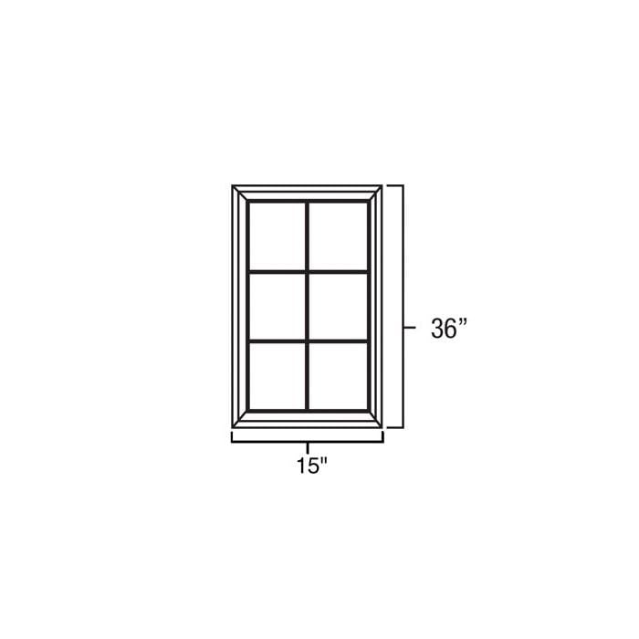 RTA Glazed Praline 15" x 36" Mullion Glass Door