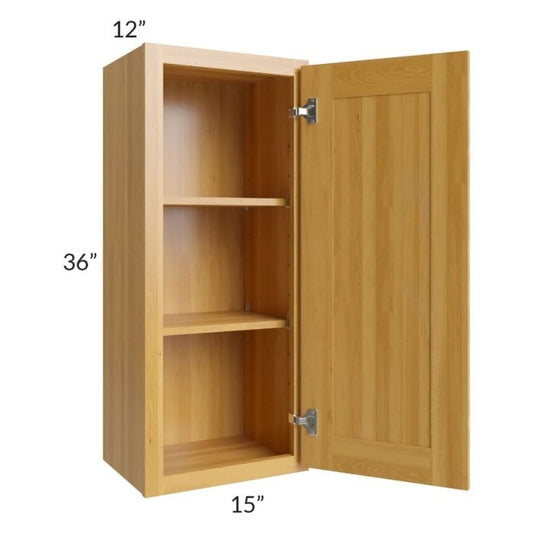 RTA Glazed Praline 15" x 36" Wall Cabinet with 1 Decorative End Panel and Mullion Glass Door