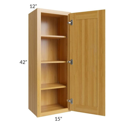 RTA Glazed Praline 15" x 42" Wall Cabinet with 1 Decorative End Panel and Mullion Glass Door