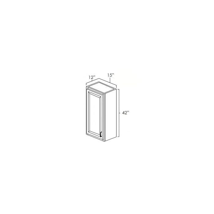 RTA Glazed Praline 15" x 42" Wall Cabinet with 2 Decorative End Panels and Mullion Glass Door