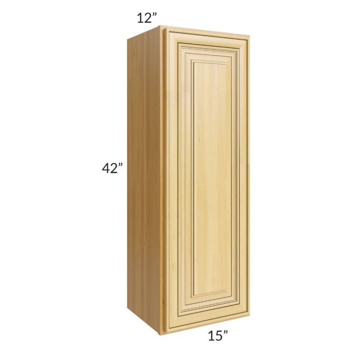 RTA Glazed Praline 15" x 42" Wall Cabinet with Mullion Glass Door