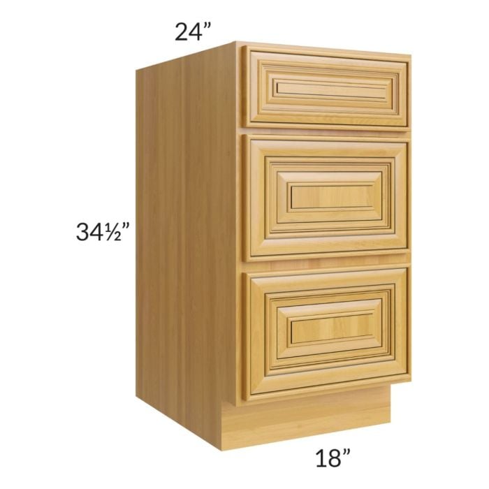 RTA Glazed Praline 18" 3-Drawer Base Cabinet