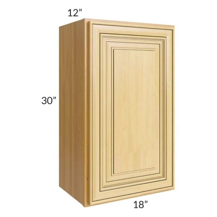 RTA Glazed Praline 18" x 30" Wall Cabinet with 2 Decorative End Panels and Mullion Glass Door