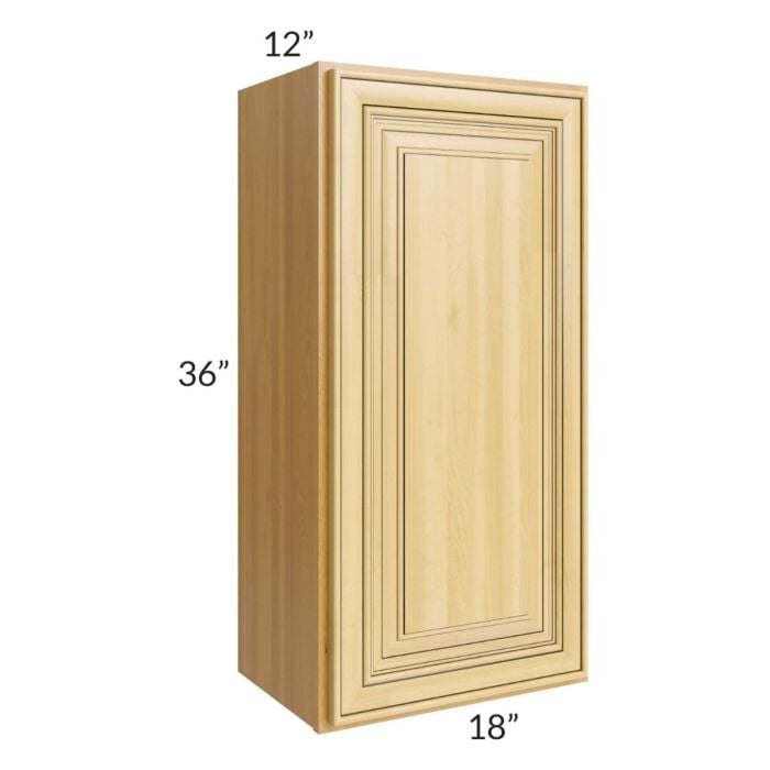 RTA Glazed Praline 18" x 36" Wall Cabinet with 1 Decorative End Panel and Mullion Glass Door