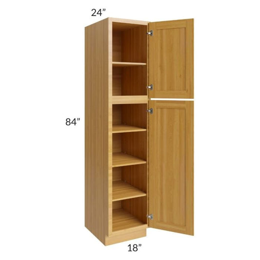 RTA Glazed Praline 18" x 84" Utility Cabinet with 4 Roll Out Trays