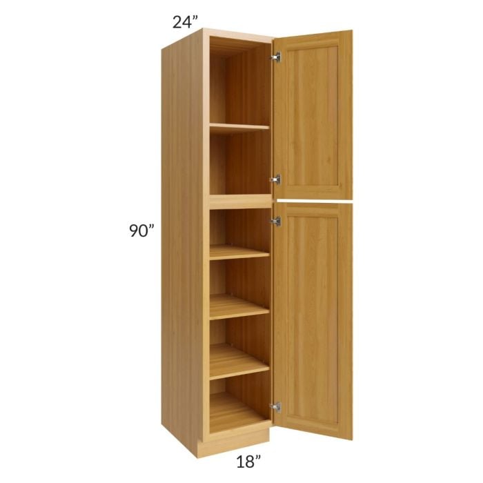 RTA Glazed Praline 18" x 90" Utility Cabinet with 2 Roll Out Trays