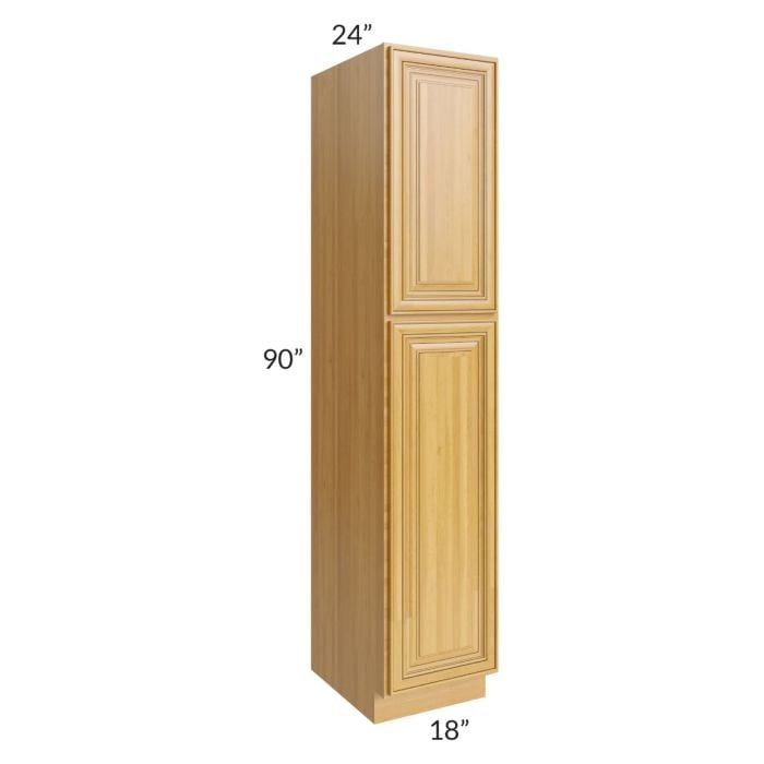 RTA Glazed Praline 18" x 90" Utility Cabinet with 4 Roll Out Trays