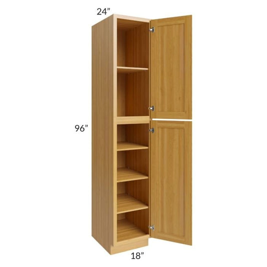 RTA Glazed Praline 18" x 96" Utility Cabinet with 4 Roll Out Trays