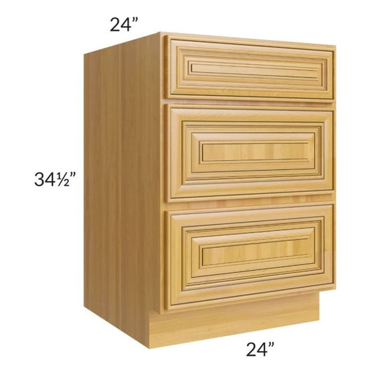 RTA Glazed Praline 21" 3-Drawer Base Cabinet with 2 Decorative End Panels