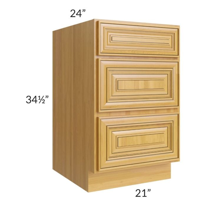 RTA Glazed Praline 21" 3-Drawer Base Cabinet
