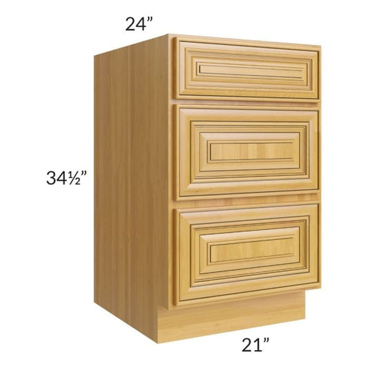 RTA Glazed Praline 21" 3-Drawer Base Cabinet