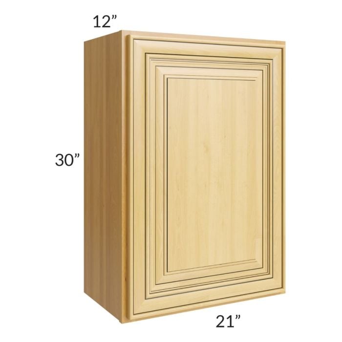 RTA Glazed Praline 21" x 30" Wall Cabinet with 2 Decorative End Panels and Mullion Glass Door