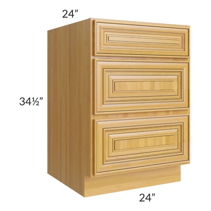 RTA Glazed Praline 24" 3-Drawer Base Cabinet