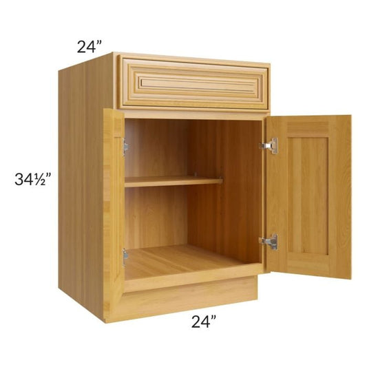 RTA Glazed Praline 24" Base Cabinet with 1 Decorative End Panel and 1 Roll Out Tray
