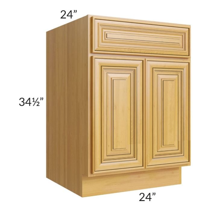 RTA Glazed Praline 24" Base Cabinet with 2 Decorative End Panels and 2 Roll Out Trays