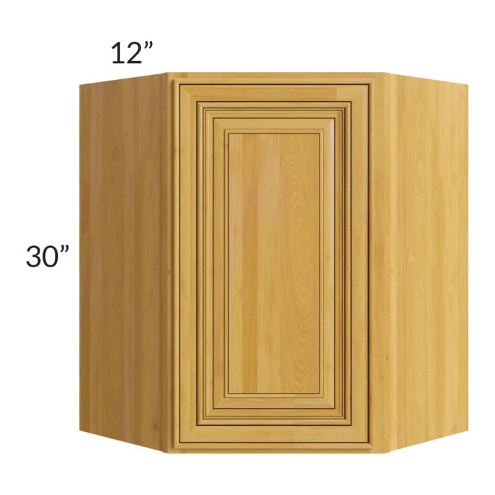 RTA Glazed Praline 24" x 30" Diagonal Corner Wall Cabinet with Mullion Glass Door